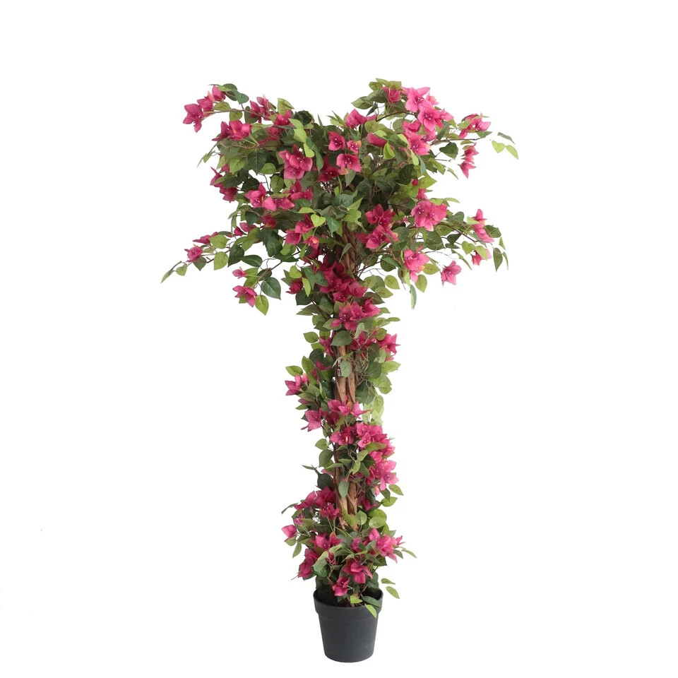 5 Feet Artificial Bougainvillea Tree with Flowers in Plastic Pot Faux Bloomin…