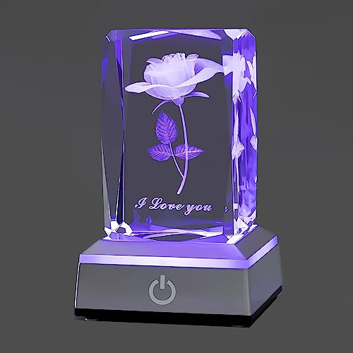 3D Rose Crystal Multicolor Nightlight,I Love You Decolamp,Christmas A-Rose