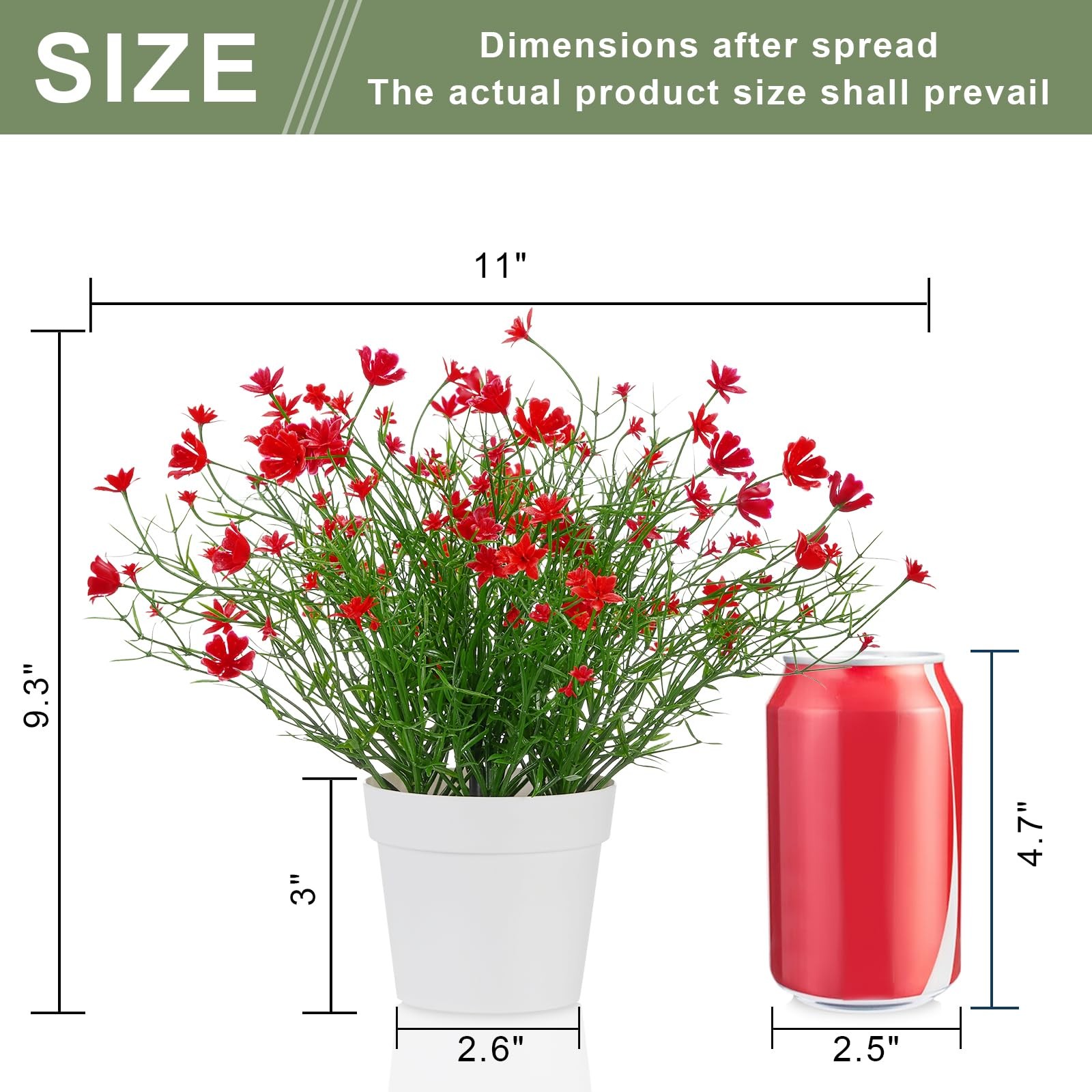 Artificial Babys Breath Potted Fake Plants Faux Indoor Home Office Decor Red