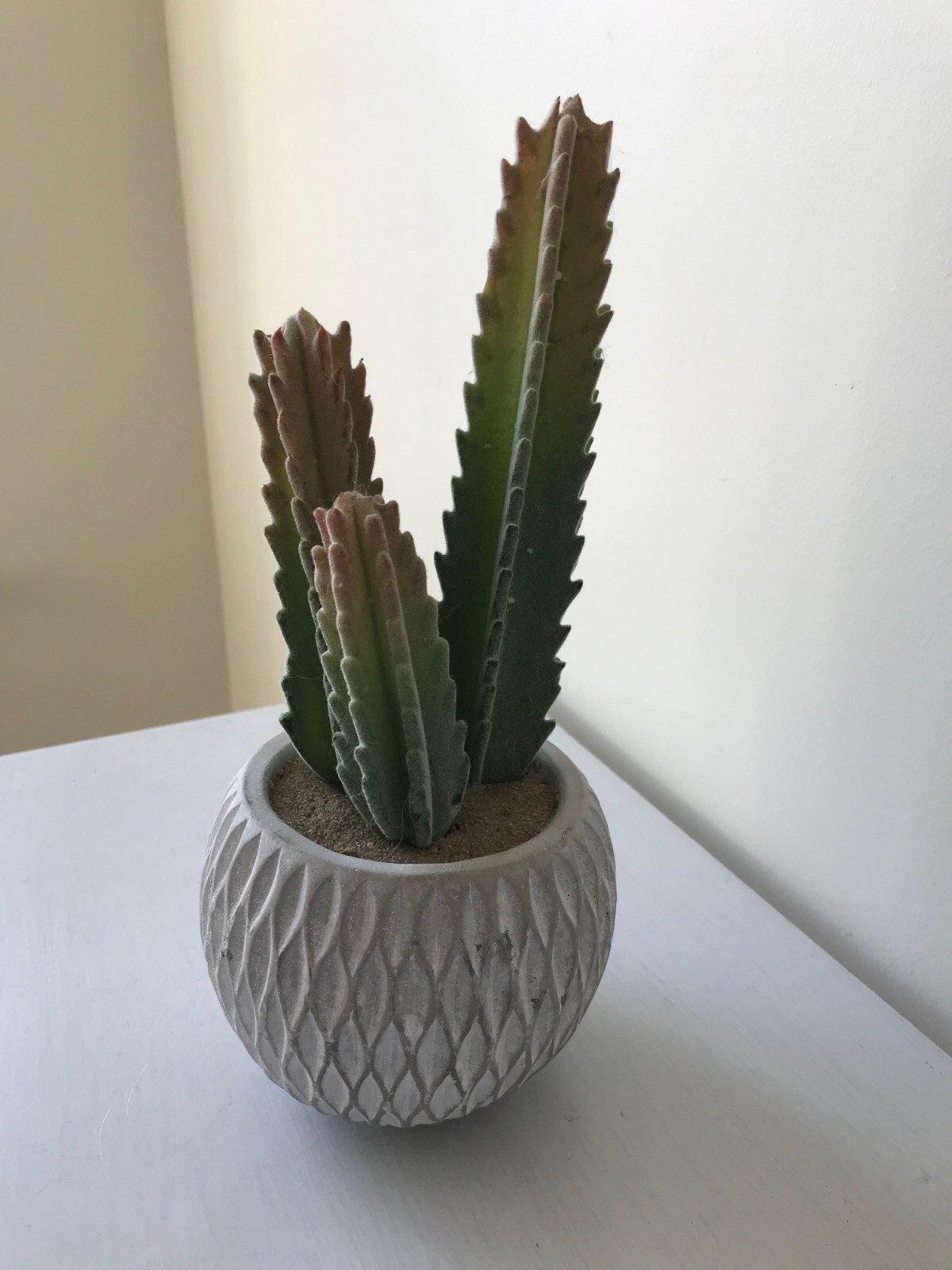 Ceramic Beige/White Potted ArtificialGreen Cactus Plant Home Decor, 10 x 4.25″