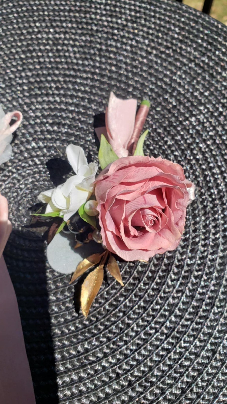 Wedding Corsage and Boutonniere Set Colors Pale Pink, White and Mauve