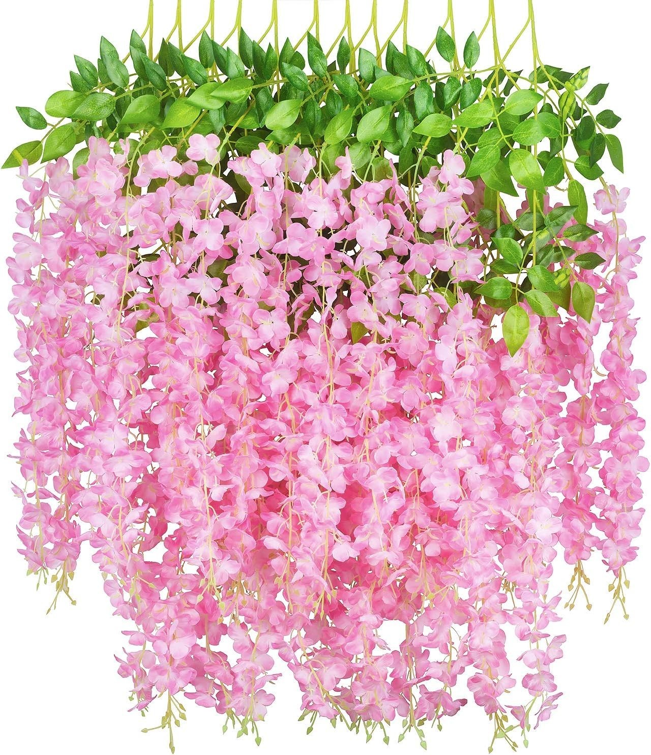 12 Pieces/Each 45 inch / 3.7 ft Wisteria Artificial Flower Bushy Silk Vine Ra…
