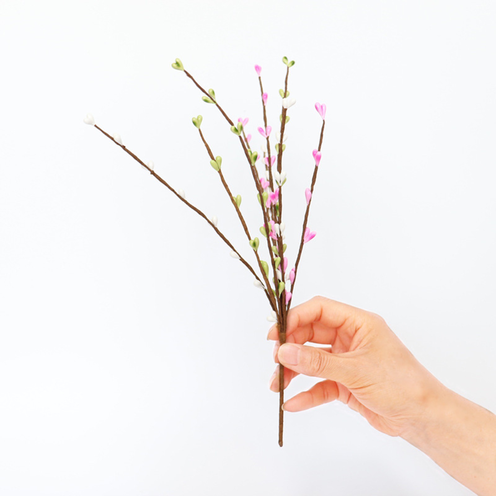 White Green Pink Easter Berry Stems 30cm Decor