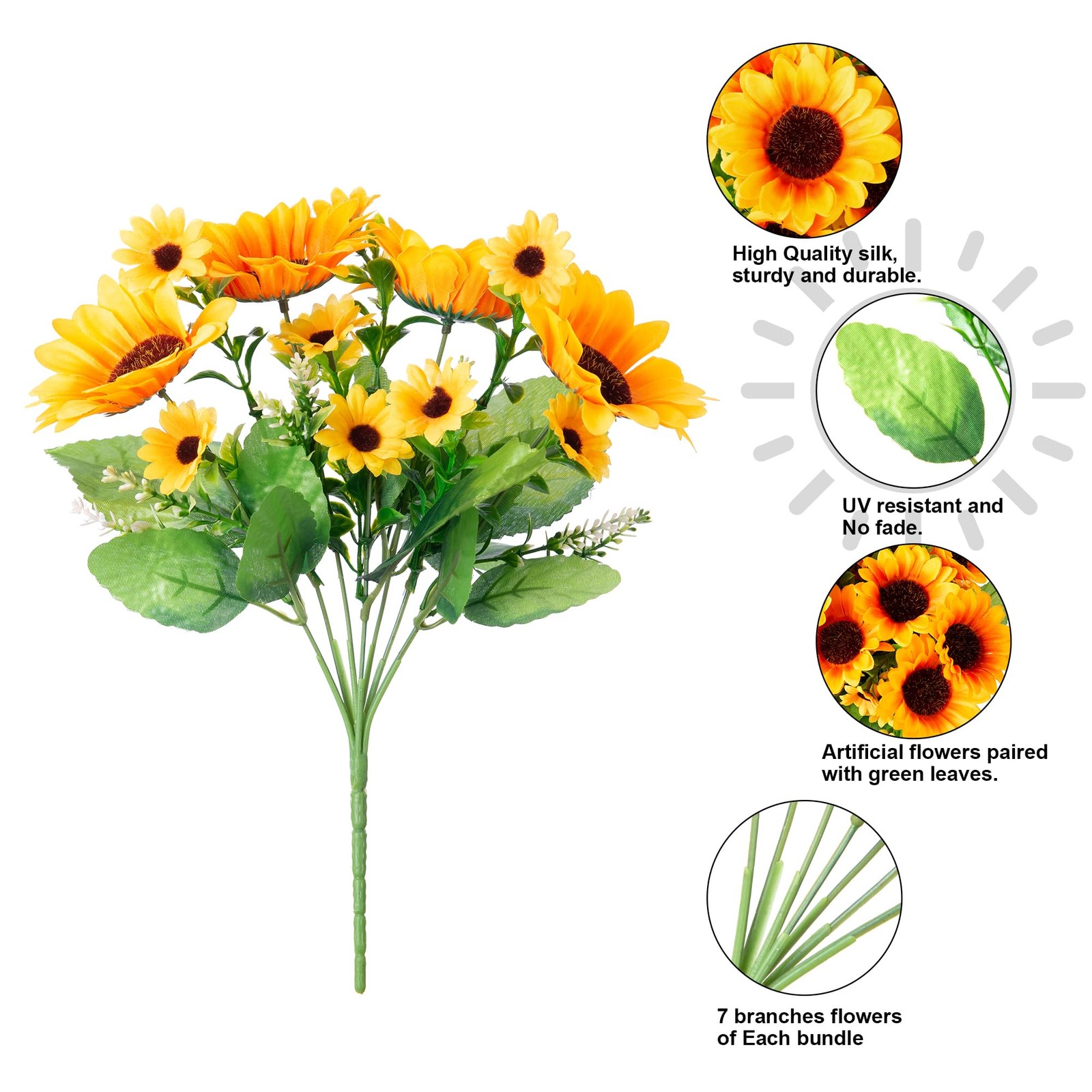 Sunflowers Artificial Flowers, 10 Bunches Fake Sunflower Artificial Flowers f…