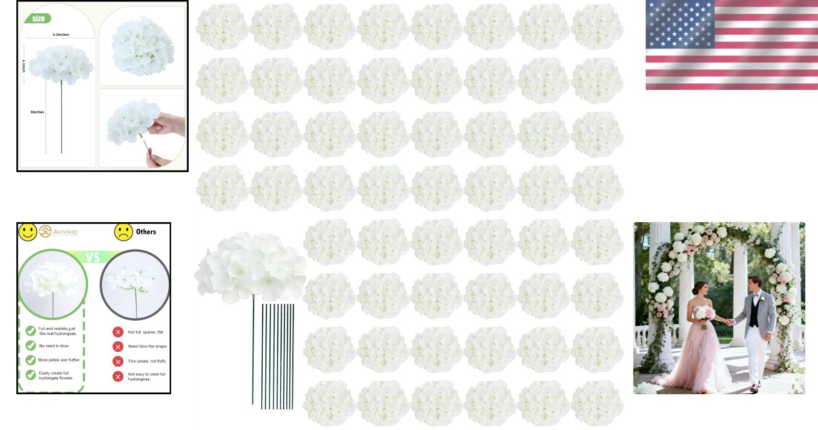 Ivory Faux Hydrangeas Bouquet – Pack of 65