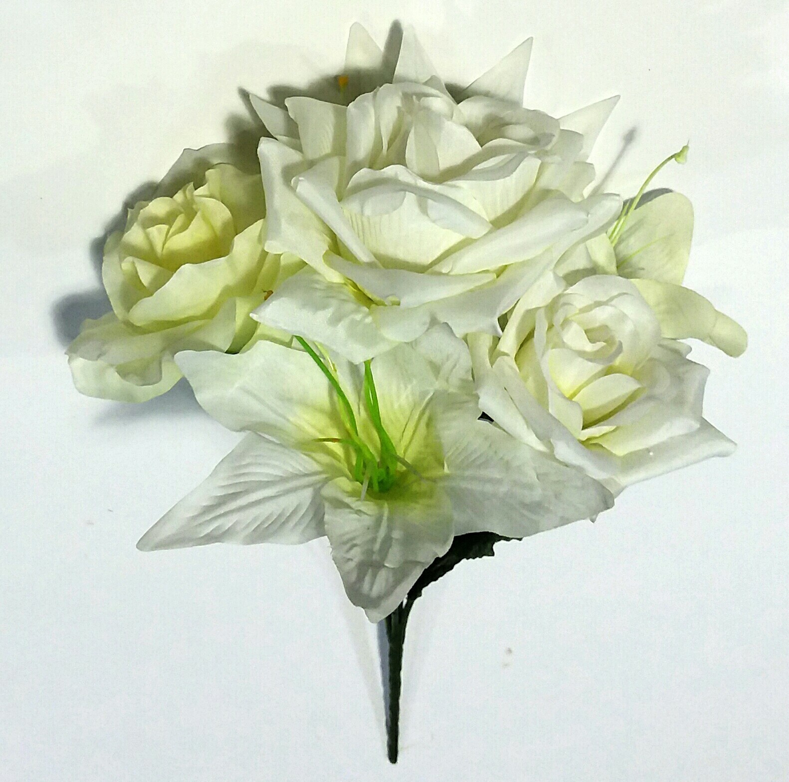 Mixed Ivory Flowers Large Bloom 14″ Bush Vase Home Indoor Outdoor Decor US #2040