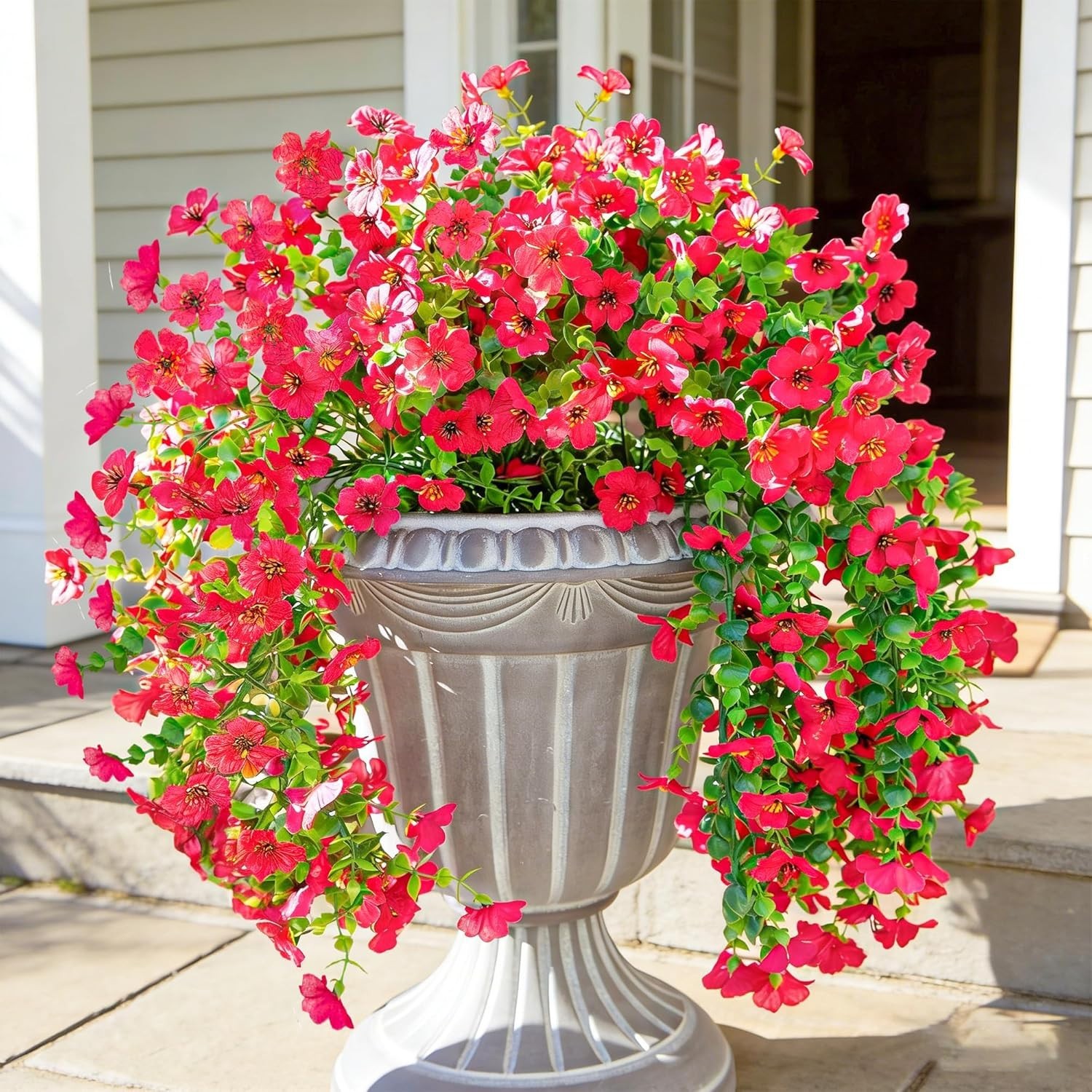 Artificial Flowers Fake Hanging Decoration 2Pcs Hotpink Spring Decor