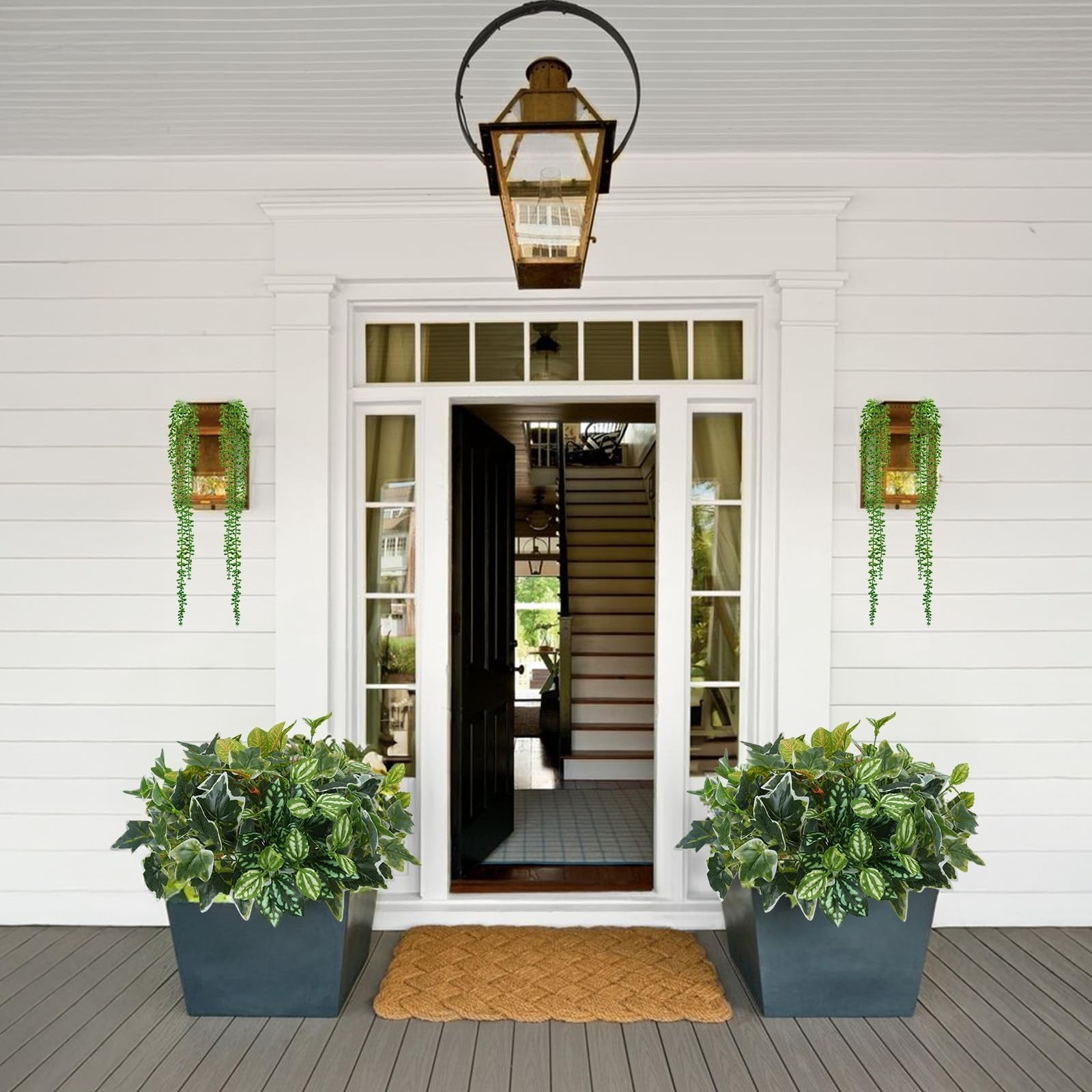 Luabue 17Pcs Artificial Greenery for Outdoors UV Resistant, Faux Greenery for…