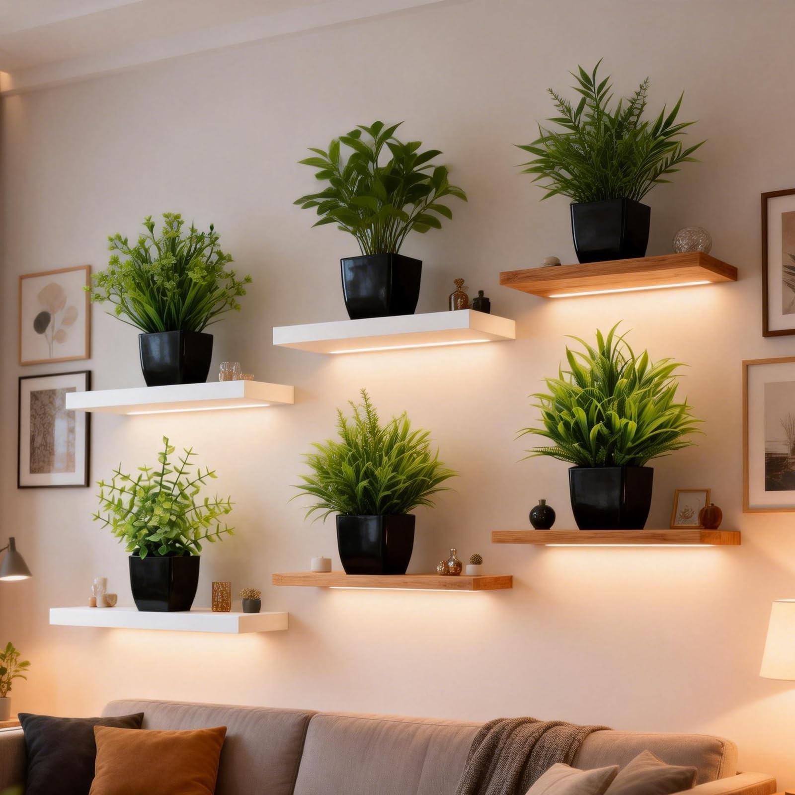 Fake Plants,6 Pack Small Potted Artificial Greenery Decor for Shelves Bathroo…