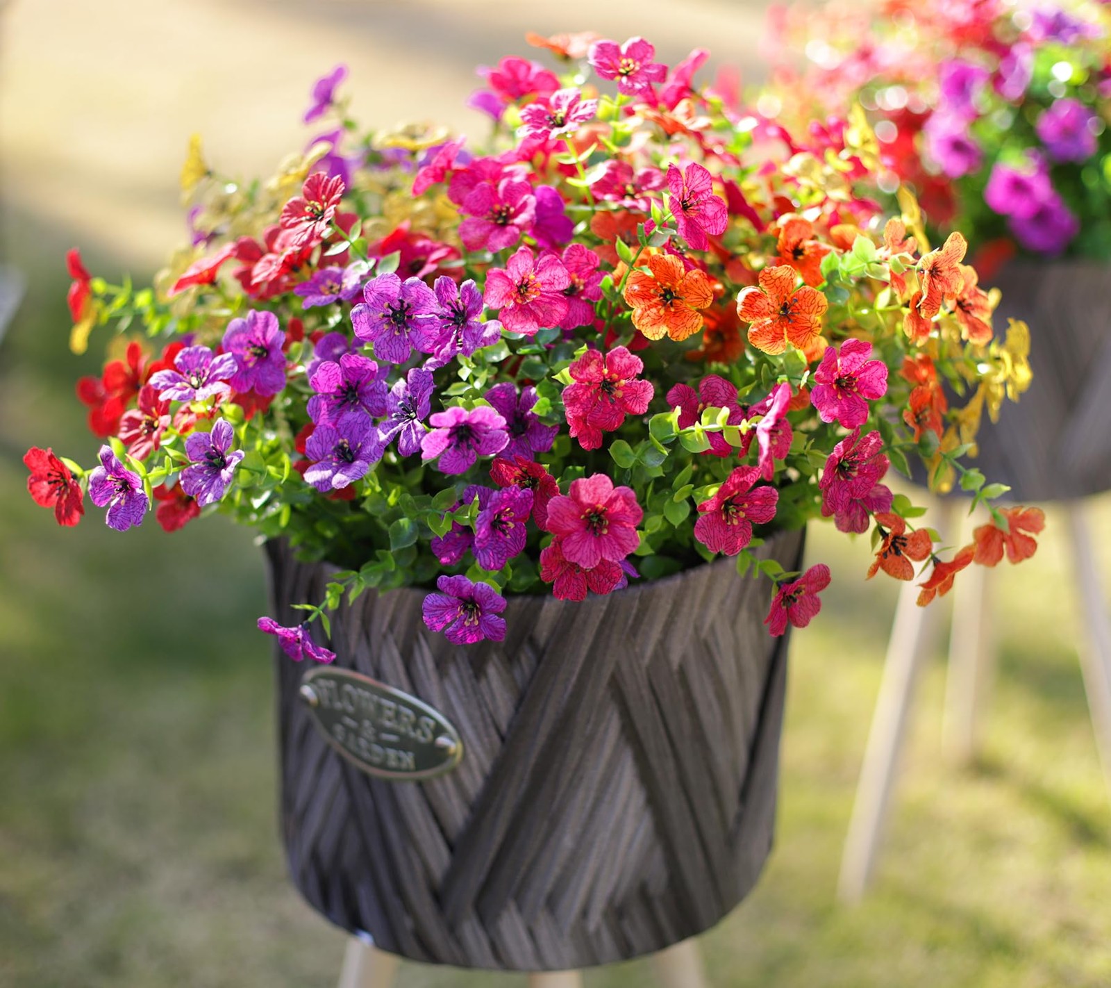 Artificial Flowers for Outdoors, Fake Faux Plants Outside Realistic Spring Su…