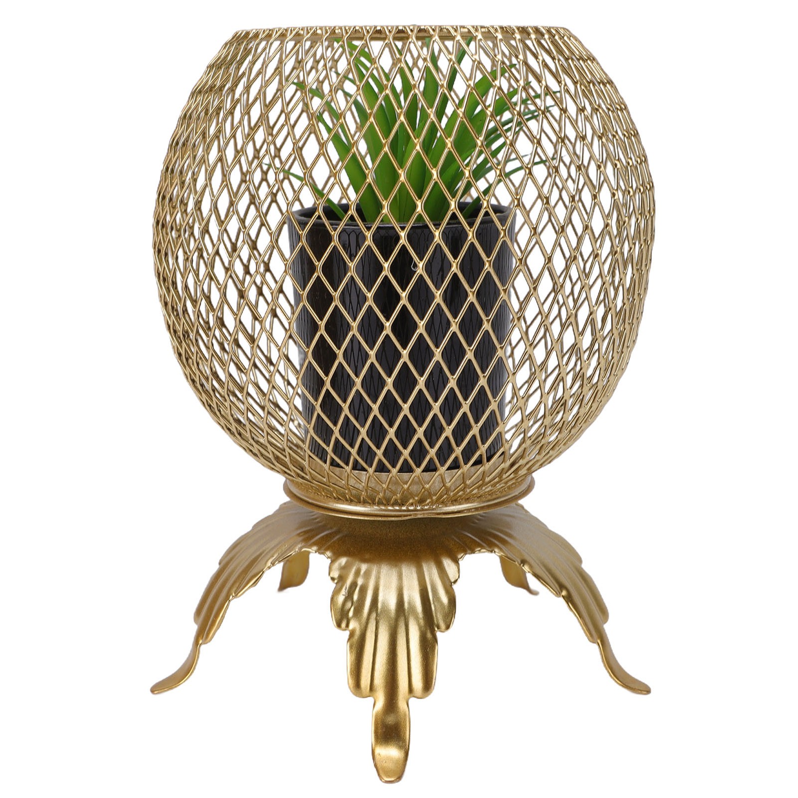 2-Decorative Fake Plant With Metal Cage Indoor Home Entryway Decor