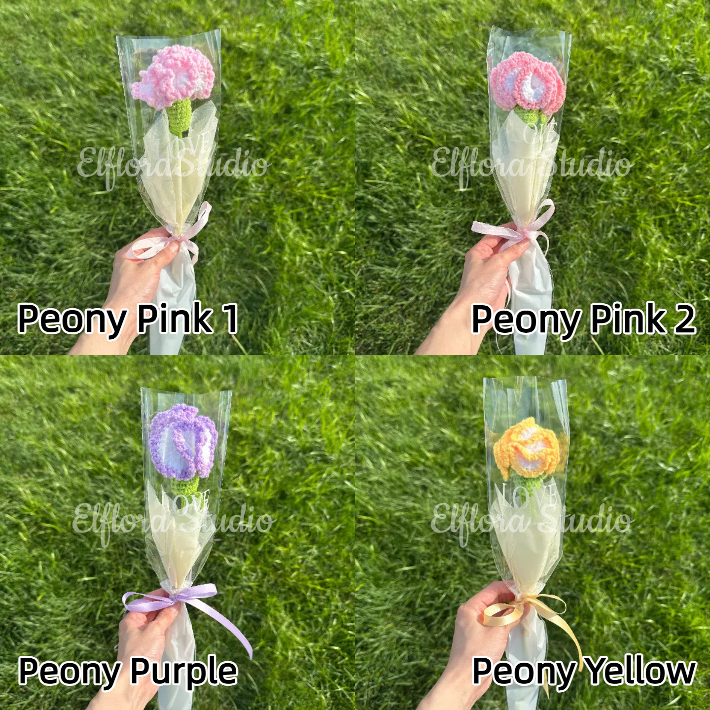 Crochet Flower Bouquet – Handmade Yarn Roses, Tulips, Peonies & More