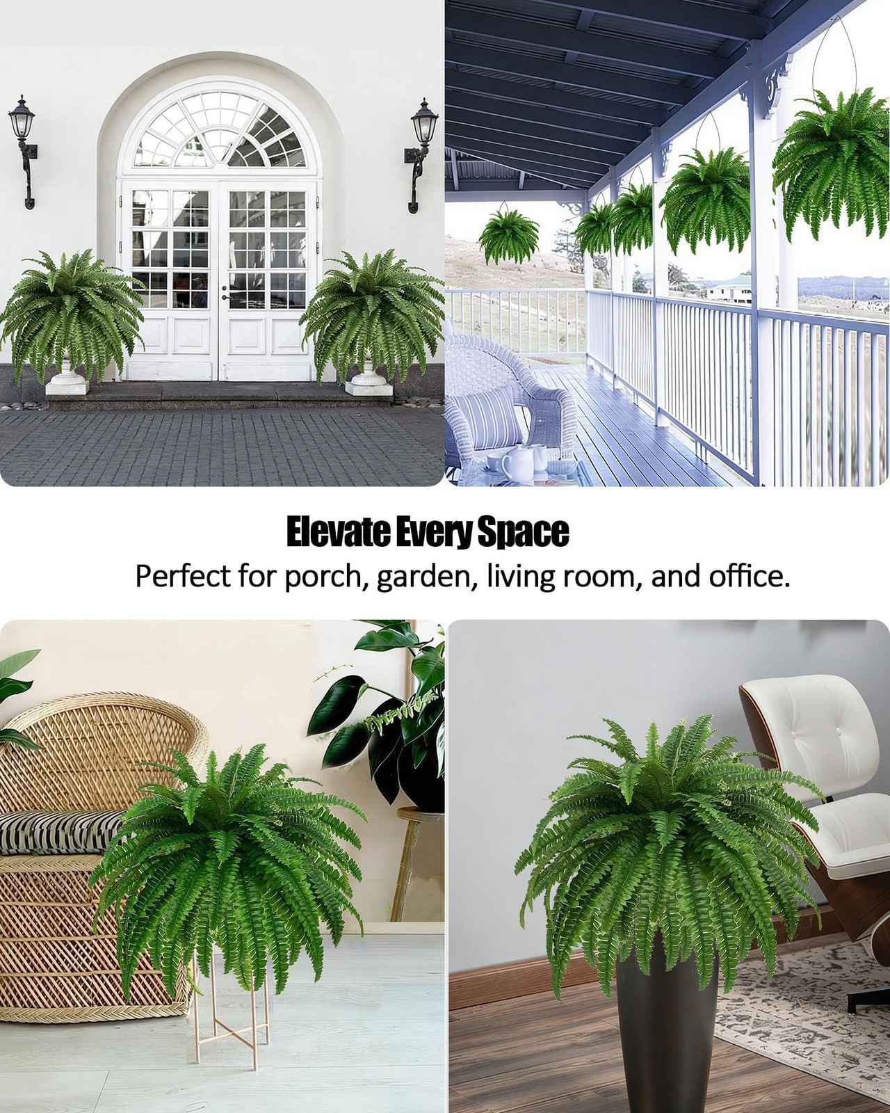 GYERB 48″ Large Artificial Boston Fern Plants for Outdoor Indoor, Fake Ferns …
