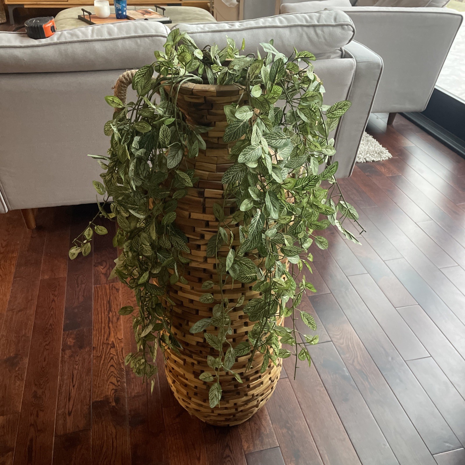 Artificial Fittonia Hanging Bush in Green Contemporary Fabric