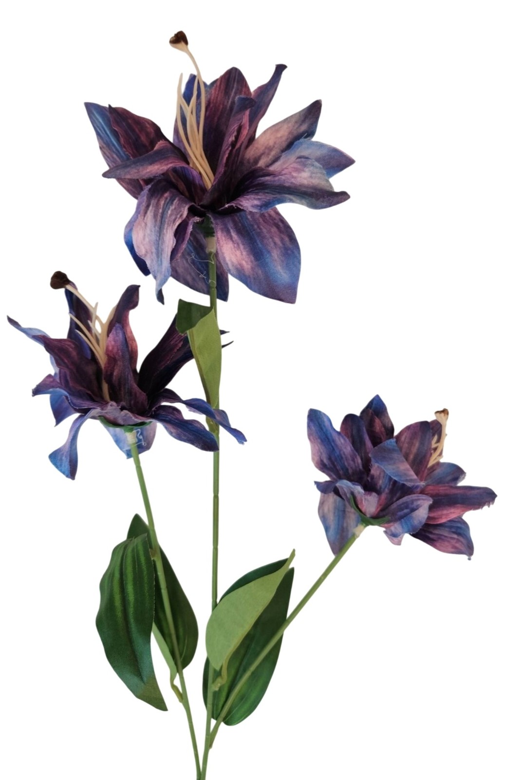 Luxury Artificial Tiger Lily Stem 34 Inch | Purple Blue Faux Lily | Designer Art