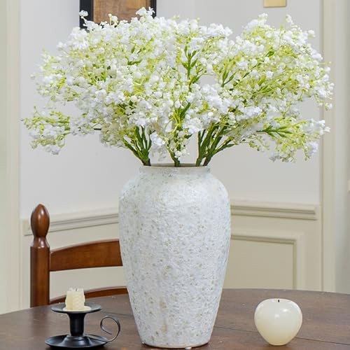 6PCS Green Baby’s Breath Stems, 24 Inches | Realistic Faux Gypsophila White