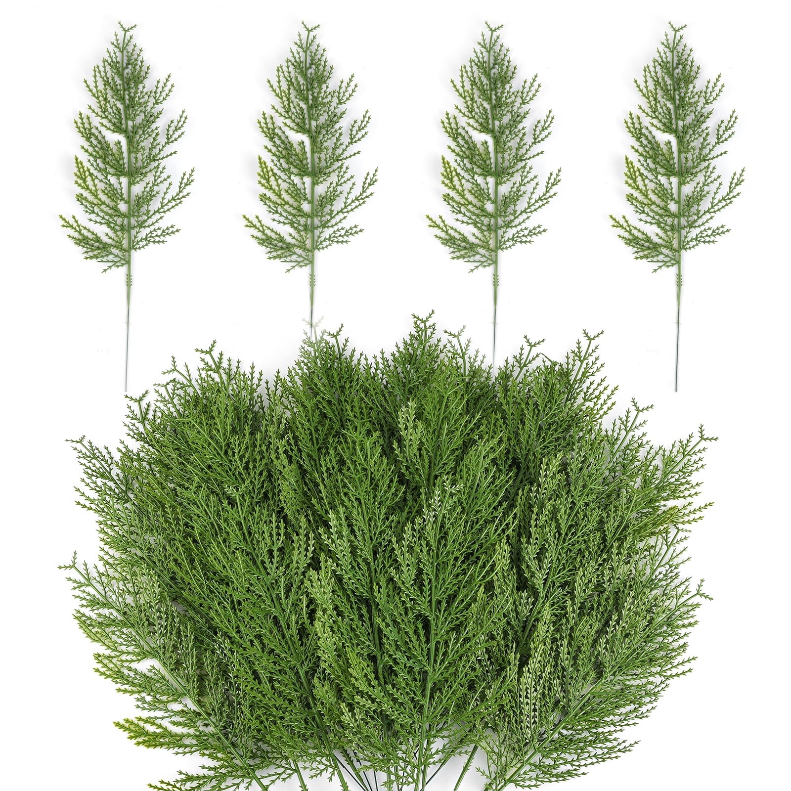 Artificial Pine Branches,40 Pcs Christmas Faux Cedar Stems, Artificial Faux C…