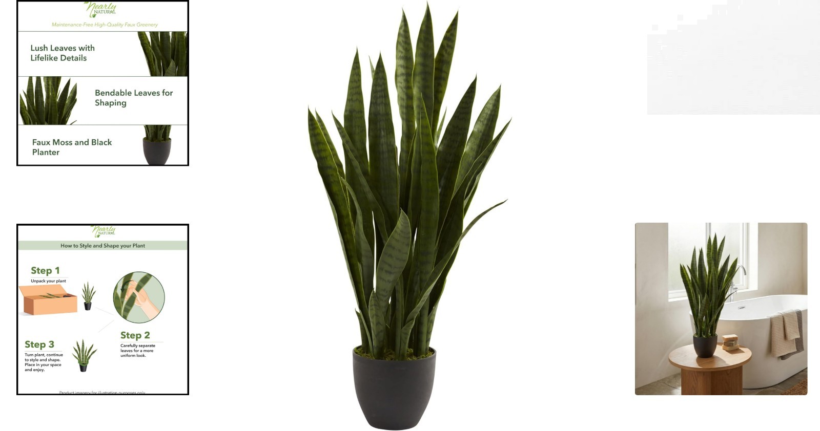 Stunning 35in Faux Snake Plant with Black Pot – Maintenance-Free Indoor Greenery
