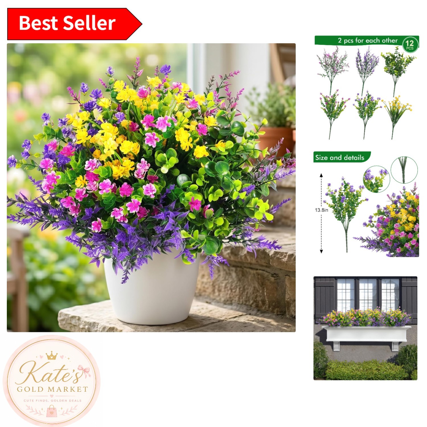 Versatile 12 Pcs Weather Resistant Faux Flowers for All Seasons & Occasions