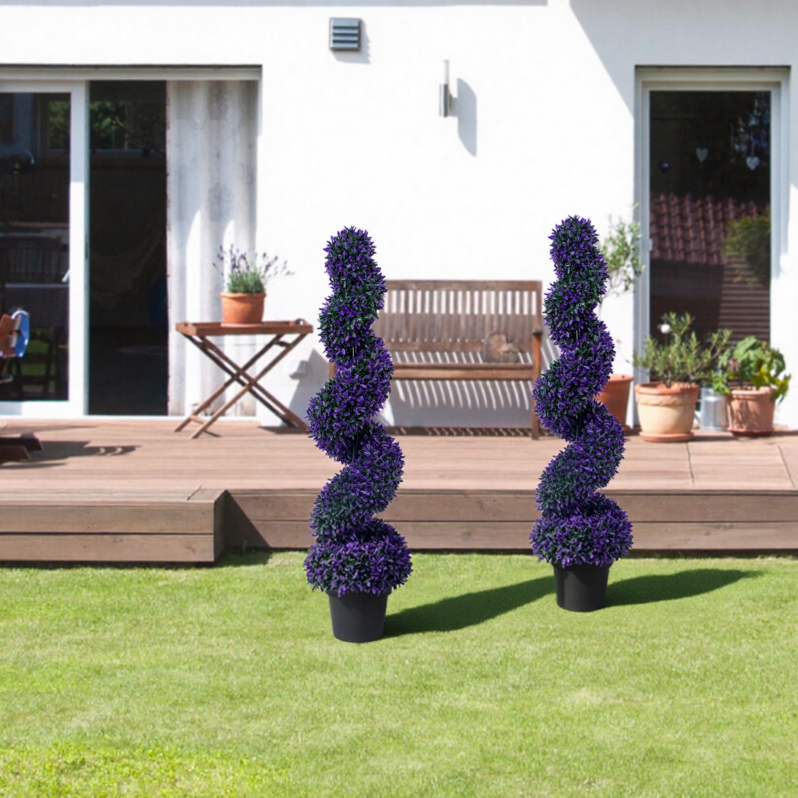 4FT Artificial Topiary 2 Pack, Spiral Faux Plant for Indoor Outdoor Garden Decor