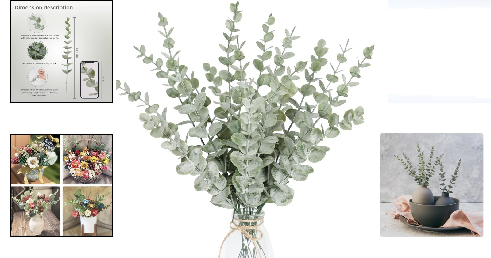18pcs Artificial Eucalyptus Stems for Home Office Wedding Decorations