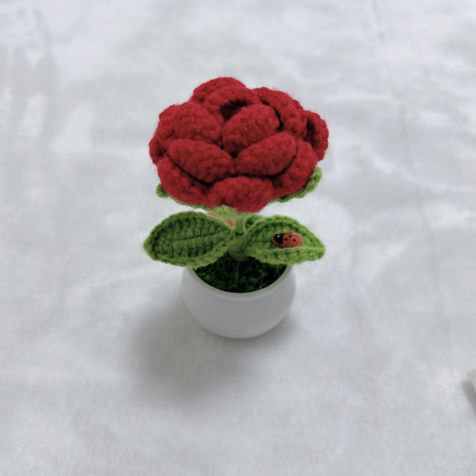 DIY Handmade Mini Flower Plants Crochet Woolen Potted Ornament For Decoration