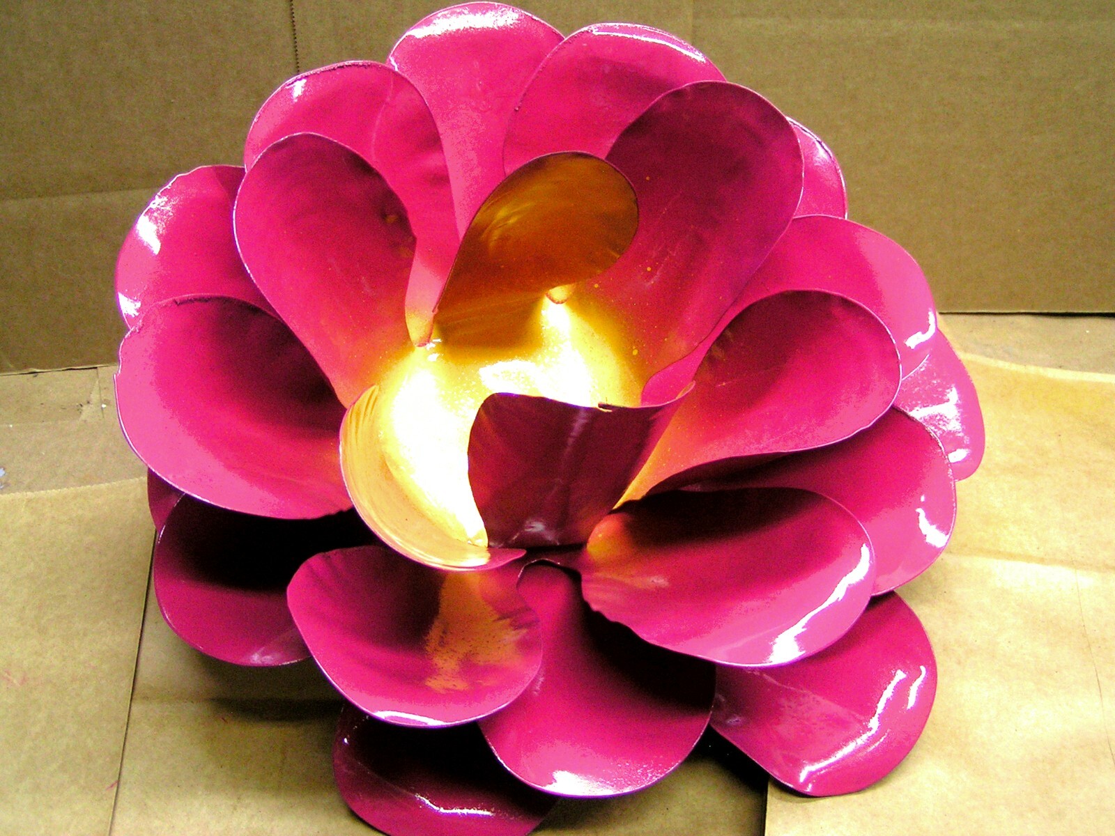 LARGE metal Pink rose flower for accents, embellishments, crafting, art