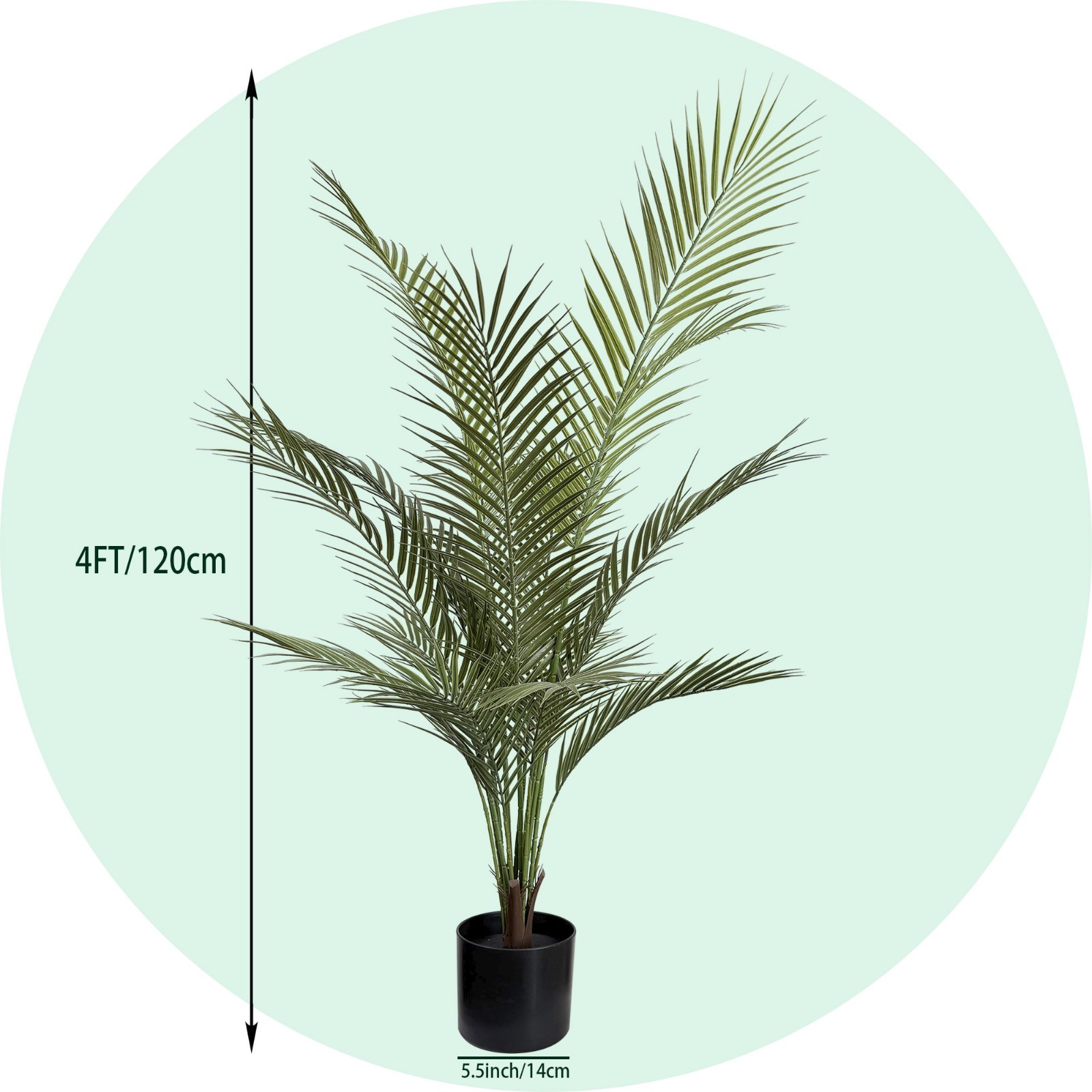 4ft Artificial Areca Palm Tree, 2 Pack Fake Tropical Plant, Potted Home Decor