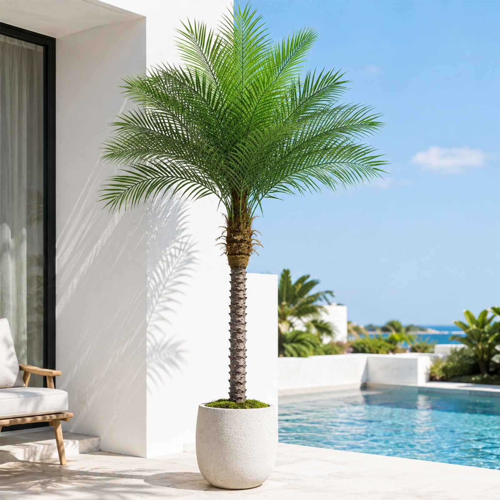 7ft Artificial Phoenix Palm Tree, Faux Coconut Silk Tropical Fake Palm Plant …