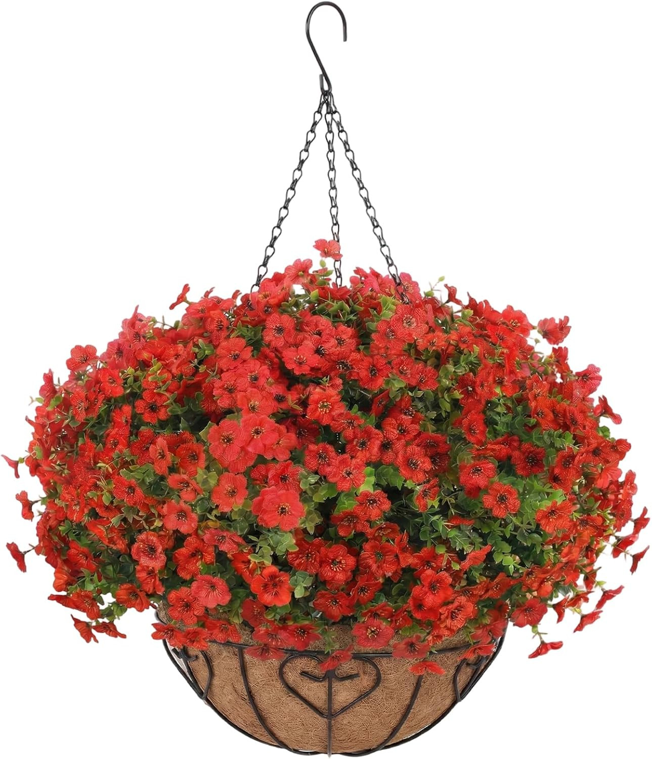 Artificial Hanging Flower for Outdoors, Fake Hanging Basket for Outside,1 Hangin