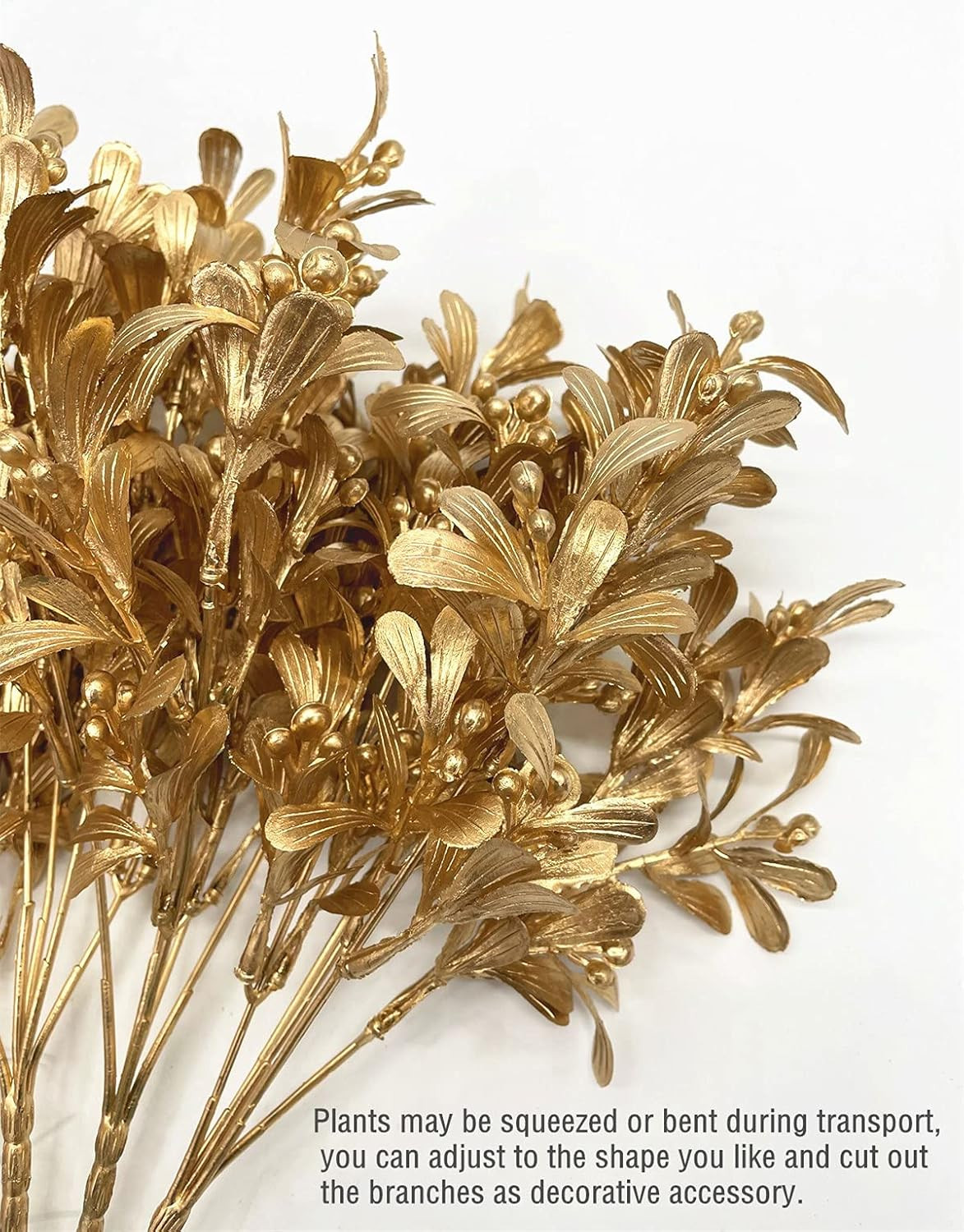 Fake Plants Christmas Decorations, Golden Artificial Flowers Plastic