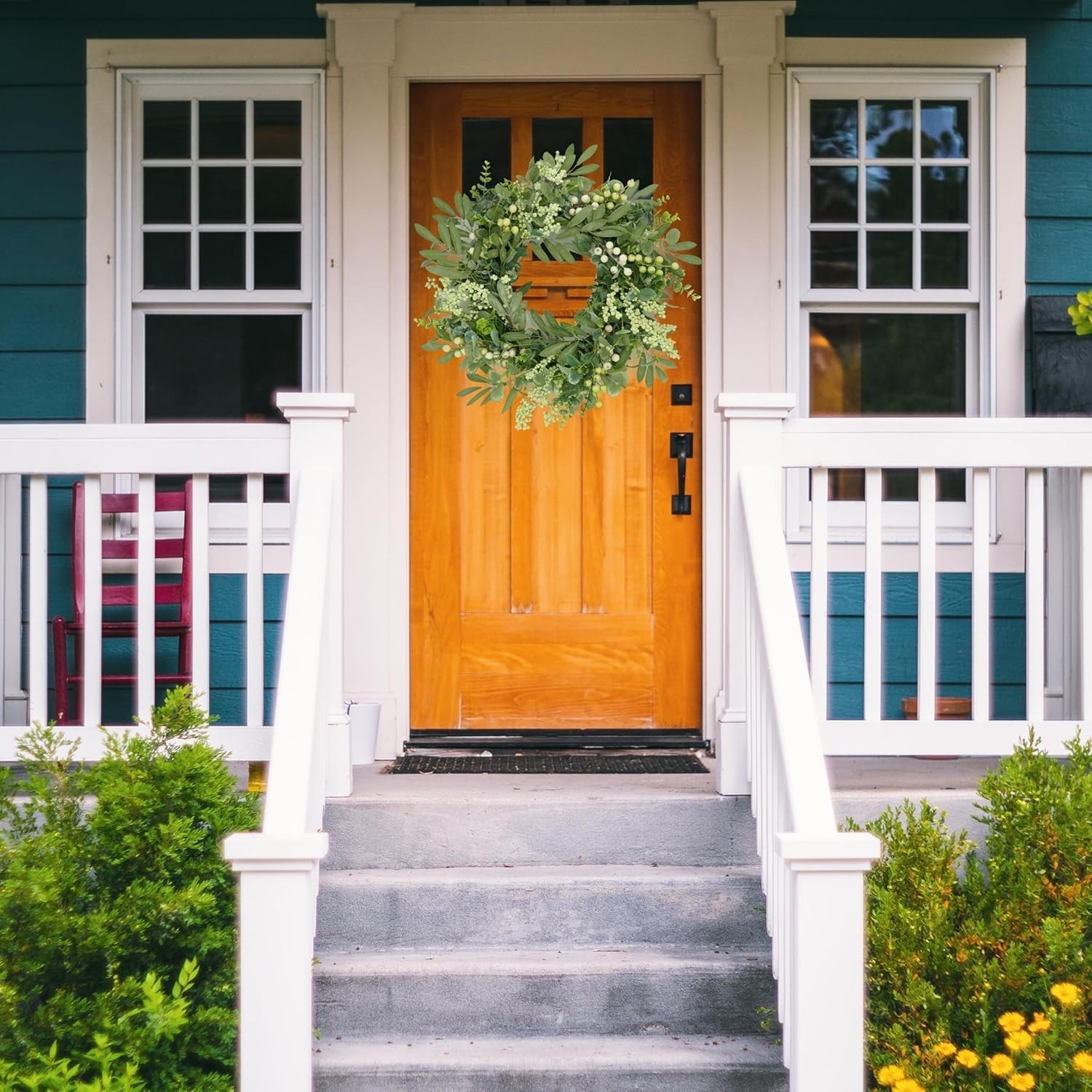 Eucalyptus Wreath 20 Inch Indoor Outdoor Front Door Farmhouse Decor