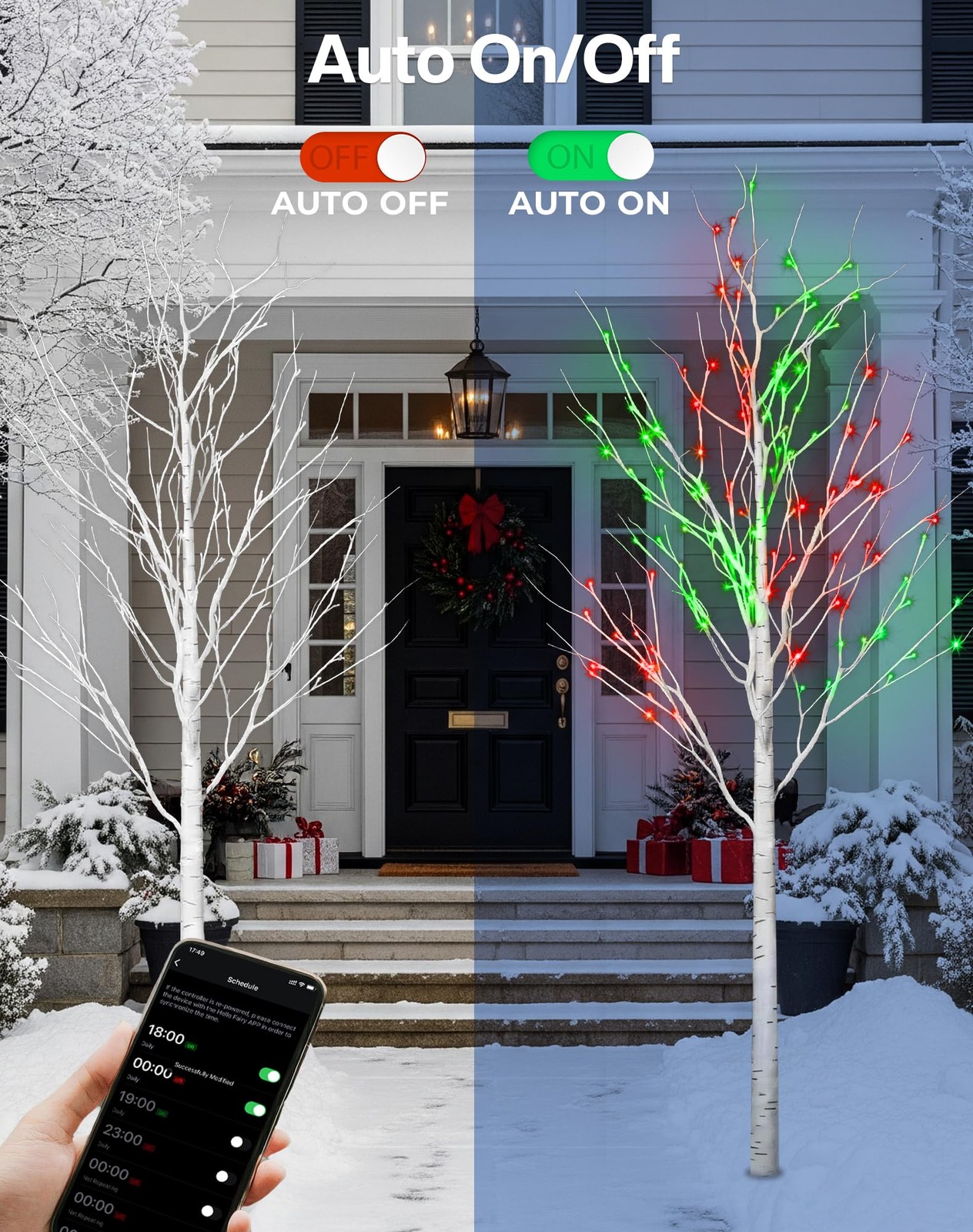 6FT Smart LED Birch Tree, App Control RGB Color Changing Light, Music Sync