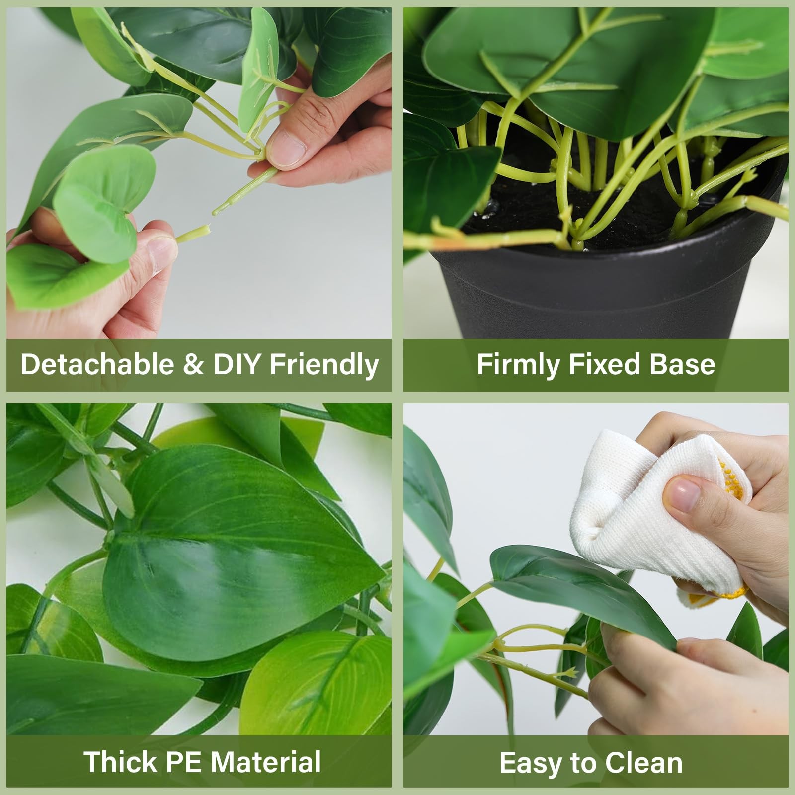 Best Tiita 2 Pack Fake Plants Artificial Scindapsus Aureus in Pots, Realistic