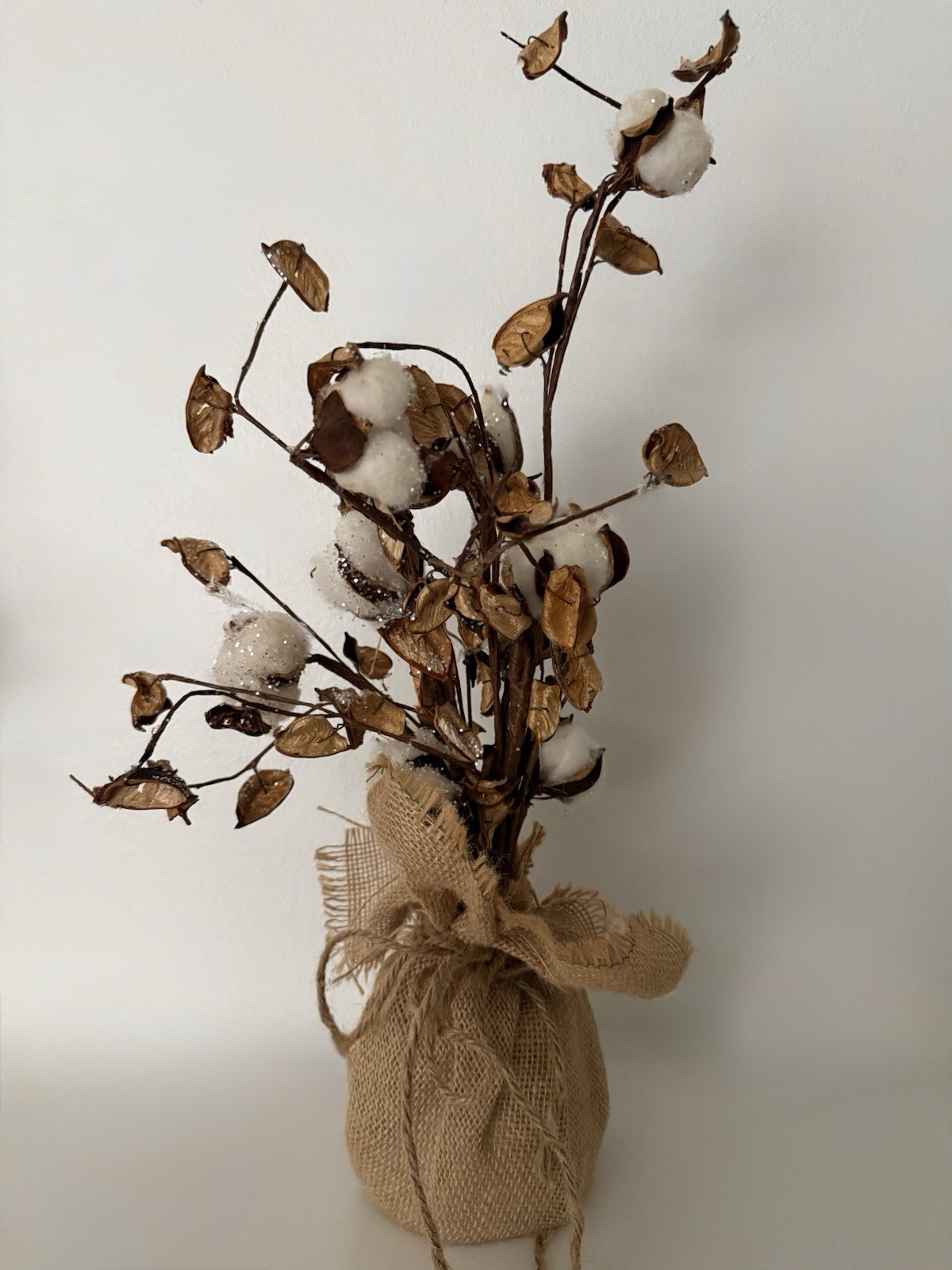 Natural Floral White Cotton Boll Ball Arrangements Southern Farmhouse Home Decor