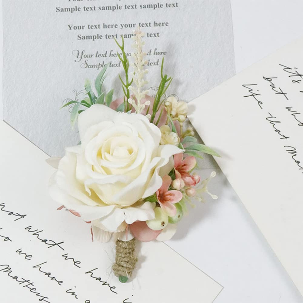 Wrist Corsage and Boutonniere Set Artificial Rose Flowers Accessories for Gro…