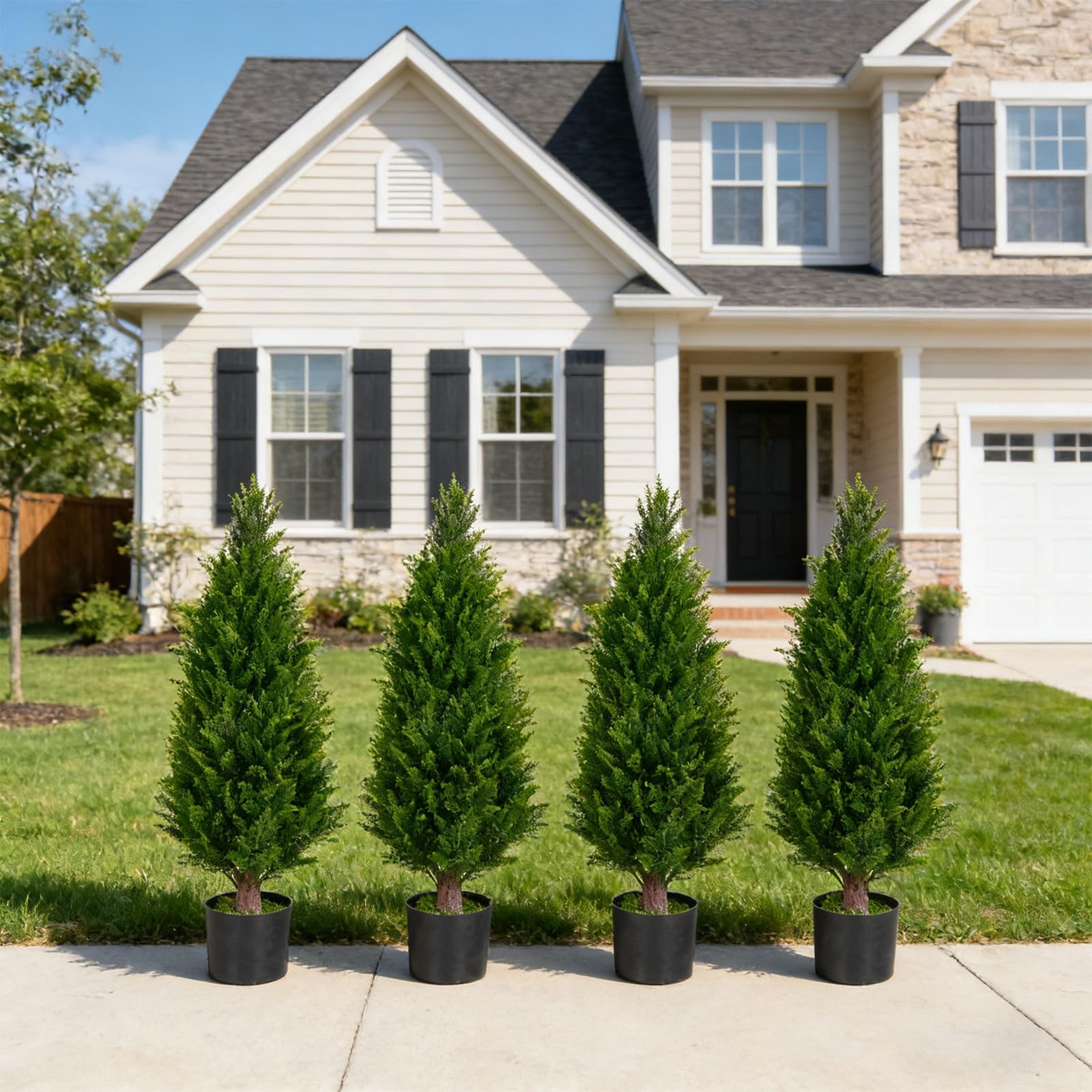 3FT Artificial Topiary Cedar Trees Set of 2 UV Resistant Maintenance-Faux Pla…