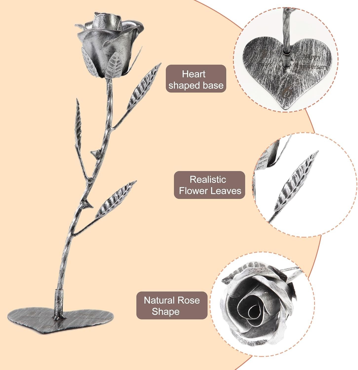 Iron 6 Year for Her, Metal Rose Iron Gift for Wife 6th Anniversary, Handcraft…