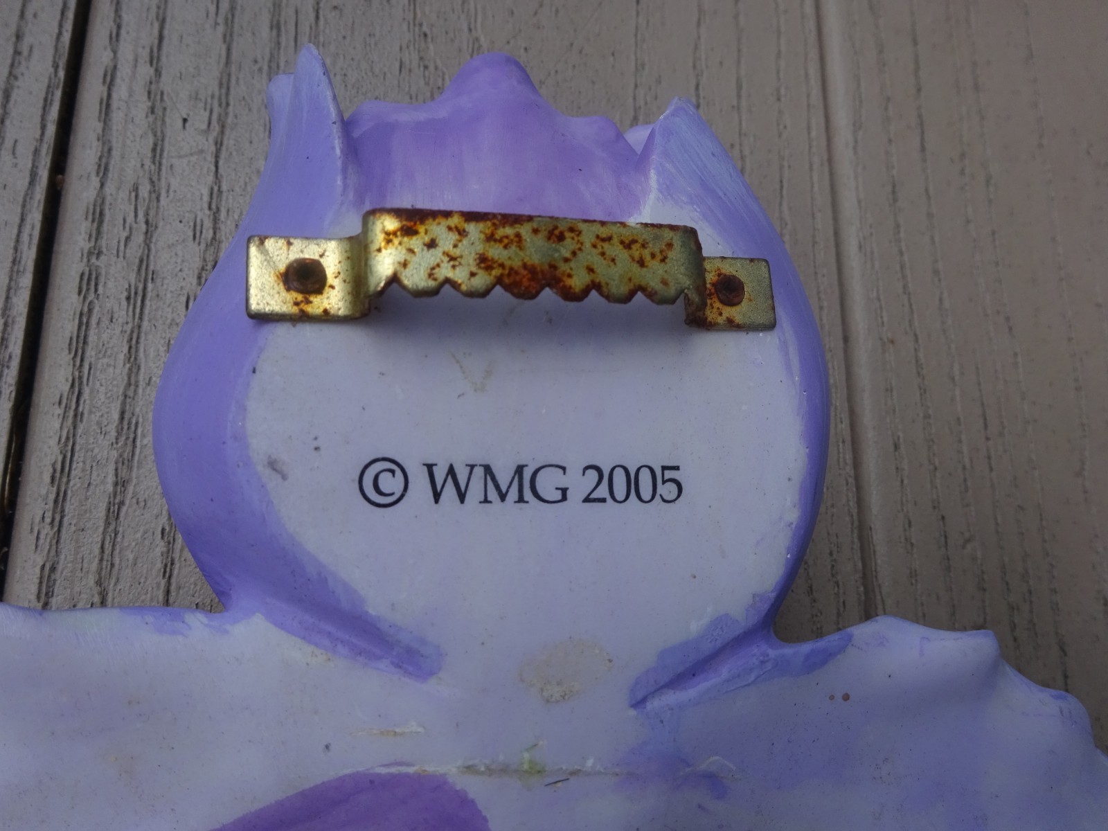 Vintage Wmg 2005 Lavender Purple Iris Metal Leaves Wall Plaque 29“ x 13″ Folding