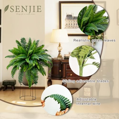 Artificial Boston Fern 2 Set Large 55 Branches Fake Ferns for 35″ 2pcs