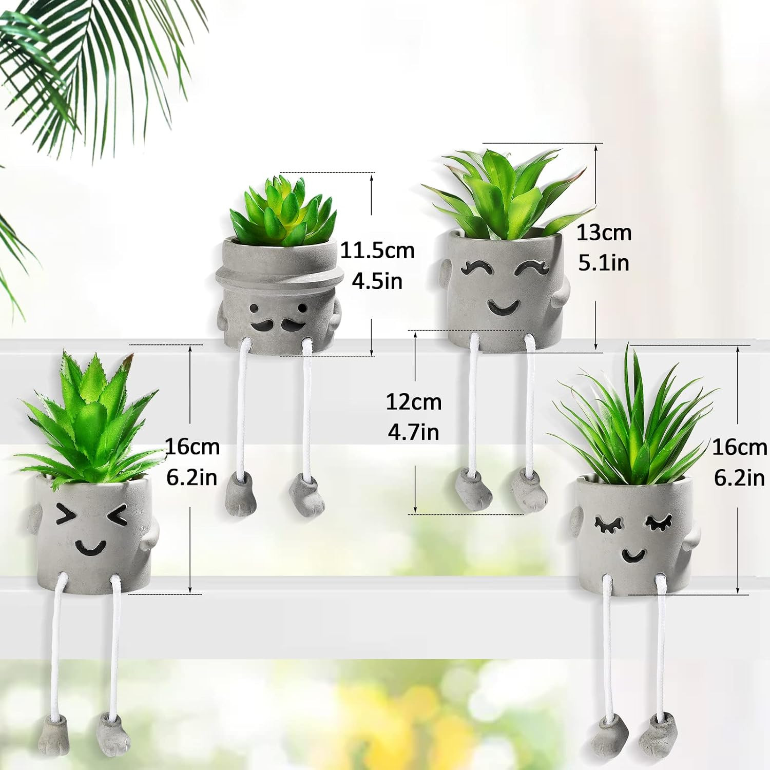 Creative Artificial Succulent Plants with Pots – 4 Pieces Mini Fake Plant Faux S
