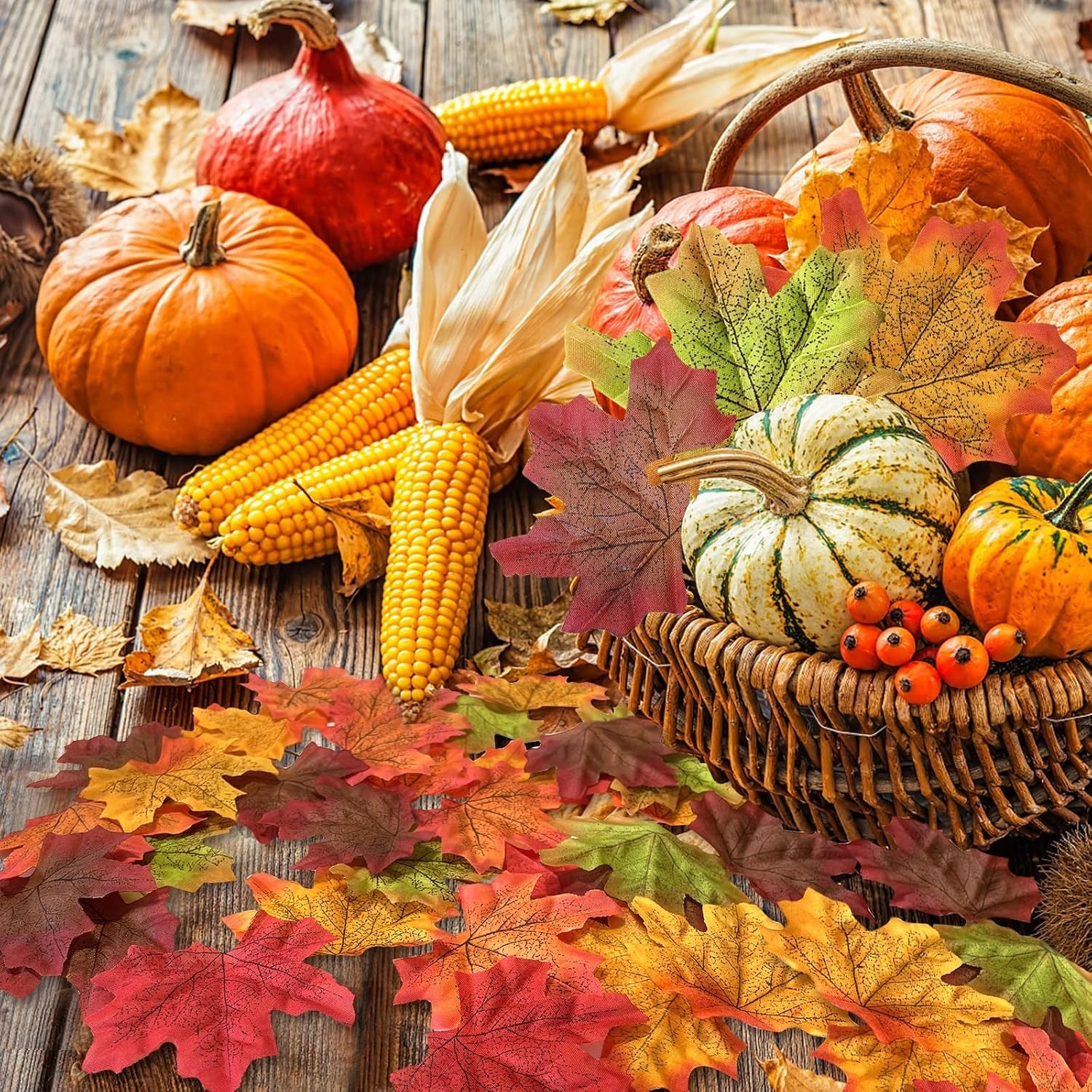Fake Fall Maple Leaves, 300PCS Artificial Fall Leaves Faux Autumn Leaves for …