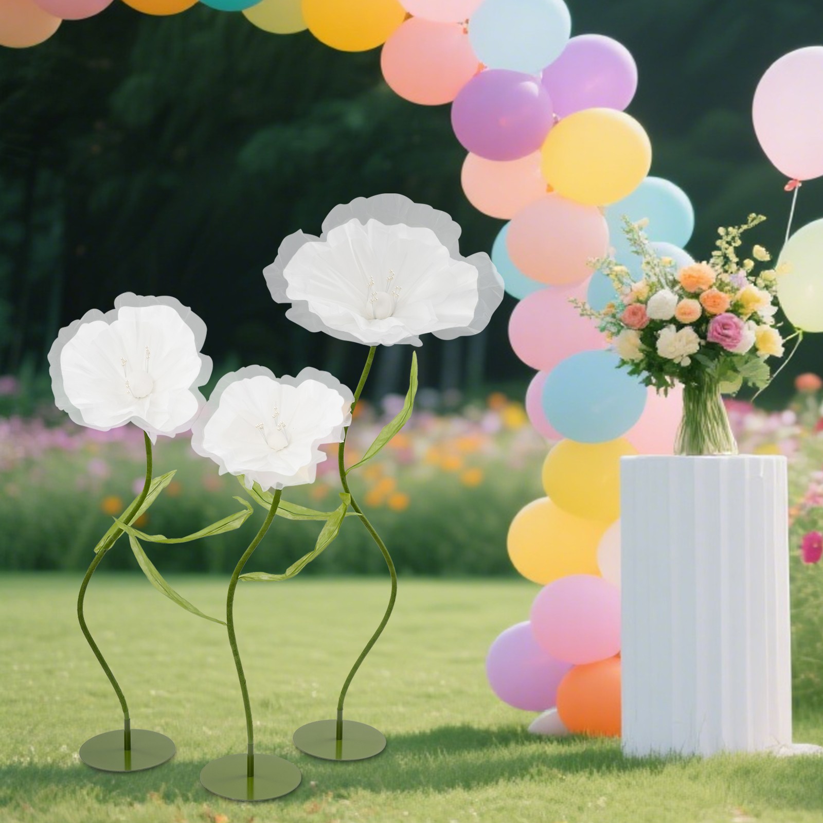 3pcs Giant Artificial Flowers Adjustable Wedding Banquet Flower Background Decor