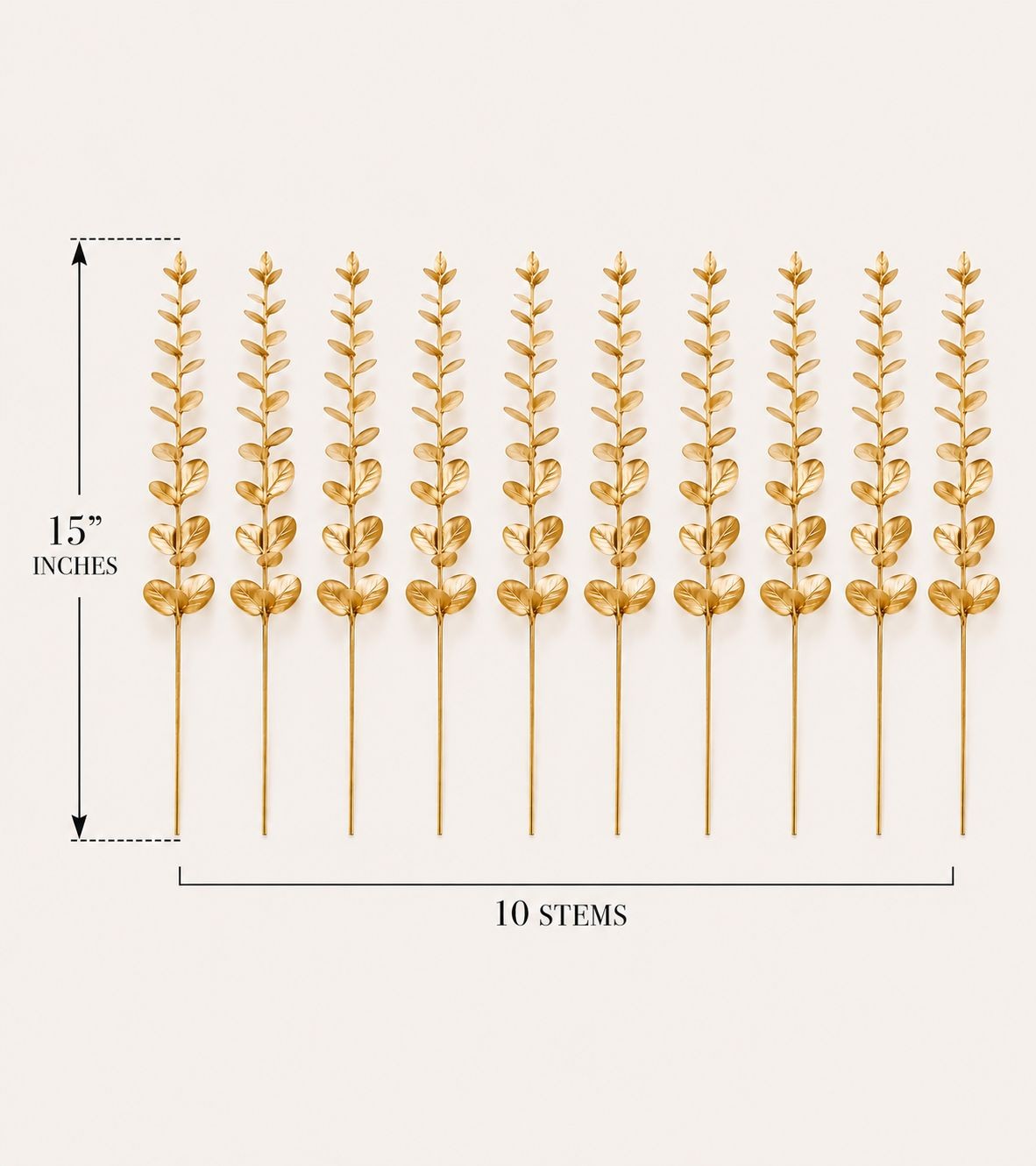 Gold Metallic Eucalyptus Stems Set of 10 Faux Eucalyptus Picks Gold Floral Stems