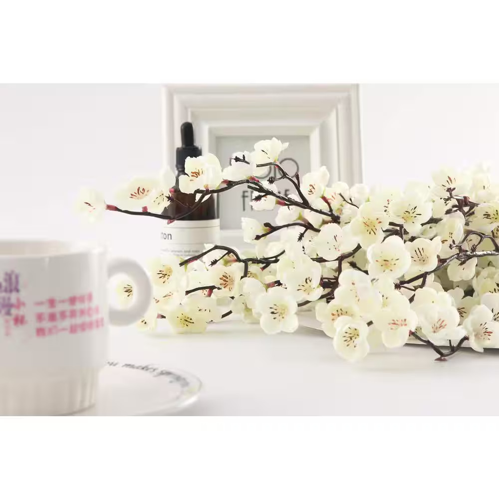 5-Pcs Artificial Plum Blossom Fake Wintersweet Long Stem Plastic Flowers Home Ho