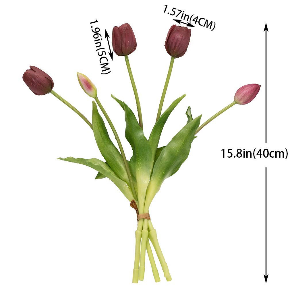 15Pcs Artificial Tulips Flowers, Soft Touch Realistic Latex Tulips Bouquet fo…