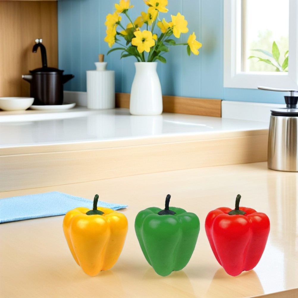 6Pcs Reusable Simulation Foam Chili Pepper Props Assorted Color for Party Decor