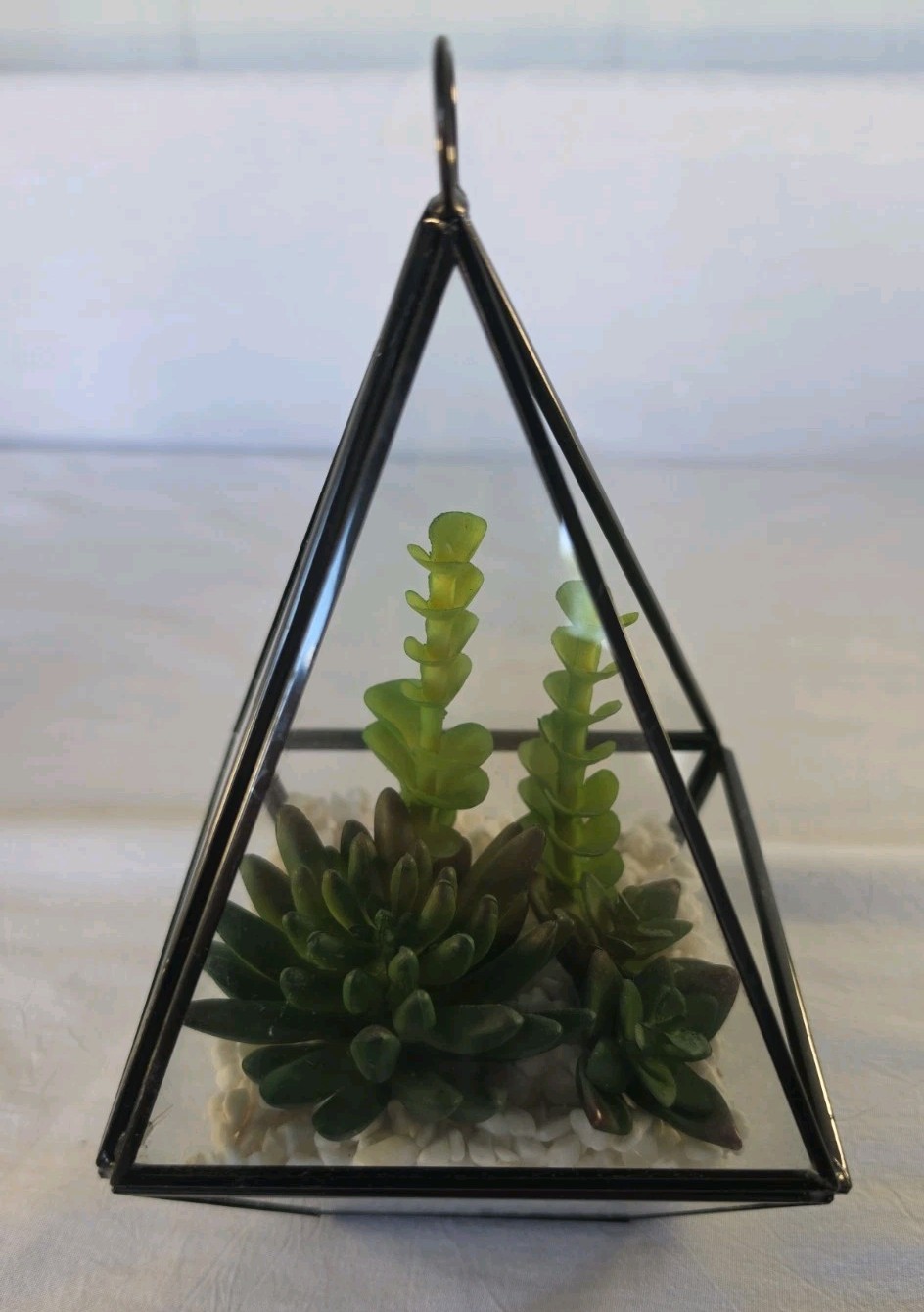Geometric Pyramid Terrarium Hanging/Tabletop Planter Artificial Succulents