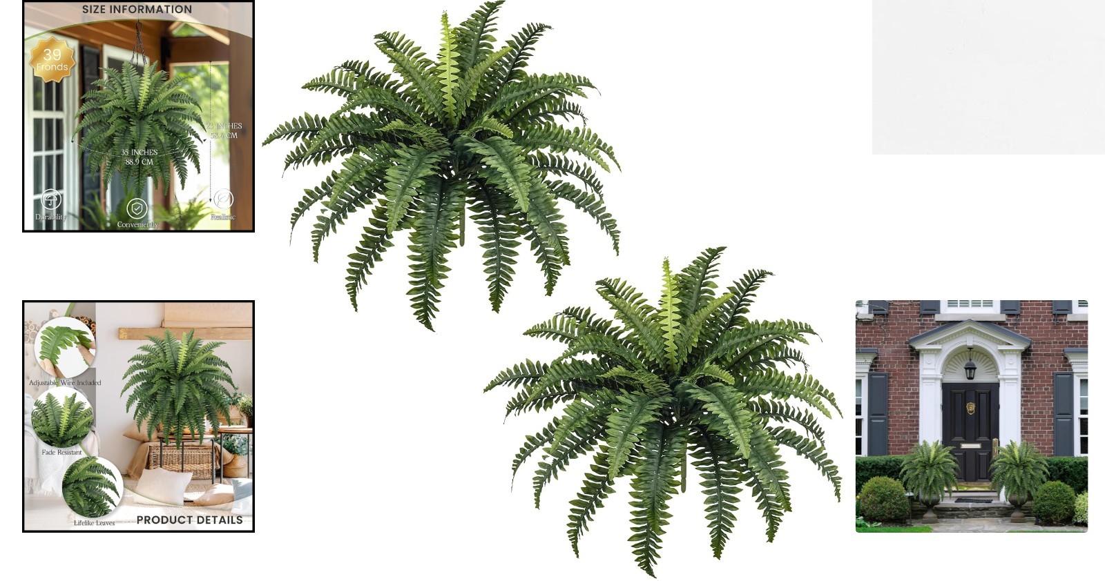 Set of 2 35″ Artificial Ferns – Perfect for Housewarming & Outdoor Decorations