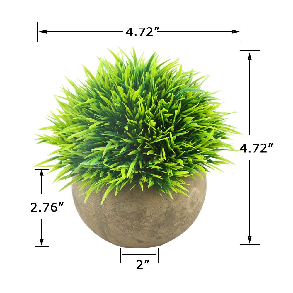 Mini Artificial Plants, Plastic Fake Green Grass Faux Greenery Topiary Shrubs…